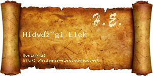 Hidvégi Elek névjegykártya